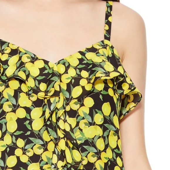 PARKER Silk Blend Lemon Print Ruffle Tank Top - Picture 5 of 9